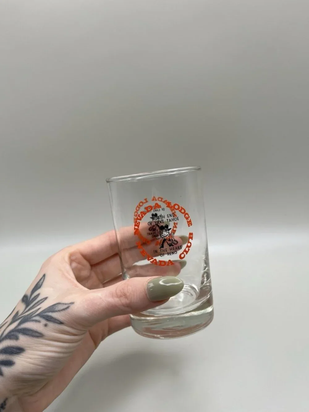 VTG Nevada Lodge Reno Lake Tahoe Rocks Glass Casino Barware Mid Century MCM